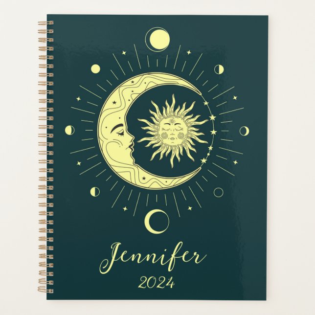 Agenda Diseño celeste solar y lunar con fases lunares (Anverso)