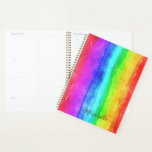 Agenda Diseño de bandas de color de agua arco iris Monogr<br><div class="desc">Diseño Monograma de rayas de color de arcoiris Elija el tamaño,  la cubierta (dura o suave) del menú de opciones</div>