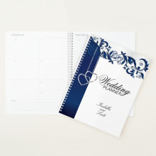 Agenda Diseño de Boda floral azul de la marina