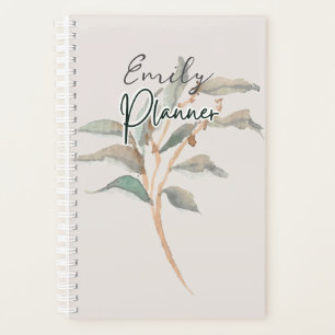 Agenda Diseño de Bonito personalizado de hojas de acuarel