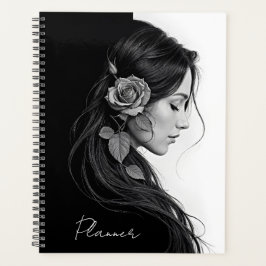 Agenda Diseño de cabello floral dramático y blanco inmadu