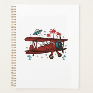 Agenda Diseño de camisa de viaje tropical OVNI biplano vi