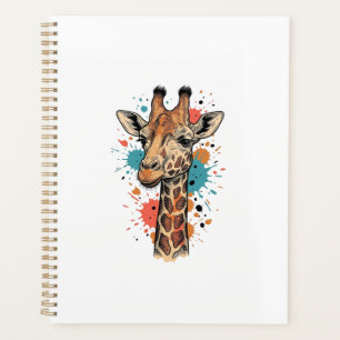 Agenda Diseño de camiseta blanca con arte de jirafa graba