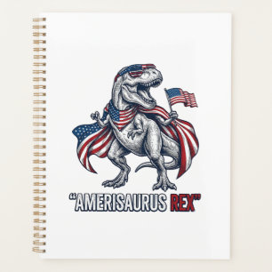 Agenda Diseño de camiseta blanca Patriótico T-Rex Amerisa