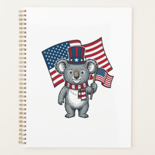 Agenda Diseño de camiseta con bandera de koala patriótico