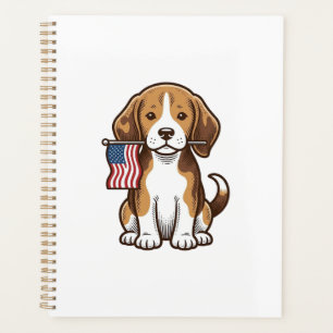 Agenda Diseño de camiseta de bandera americana de cachorr