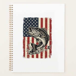 Agenda Diseño de camiseta de bandera americana de pesca d