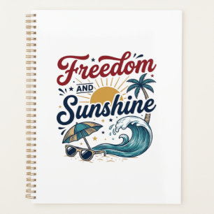 Agenda Diseño de camiseta de playa vintage Libertad y sol