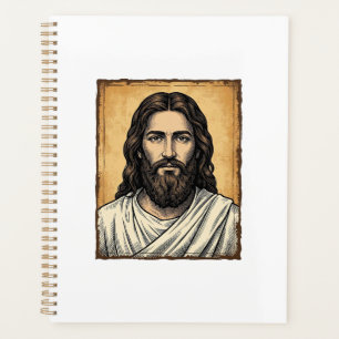Agenda Diseño de camiseta de retrato religioso grabado vi