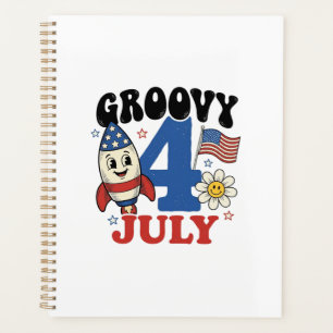Agenda Diseño de camiseta patriótica cohete Groovy 4 de j