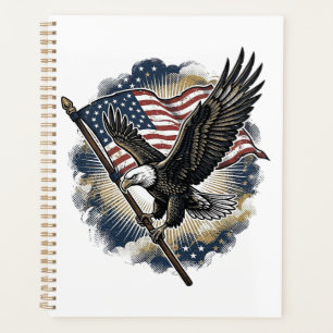 Agenda Diseño de camiseta patriótica de bandera de águila
