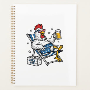 Agenda Diseño de camiseta patriótica de cerveza de pollo 