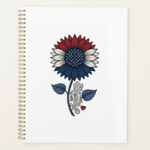 Agenda Diseño de camiseta patriótica de girasol Vintage A