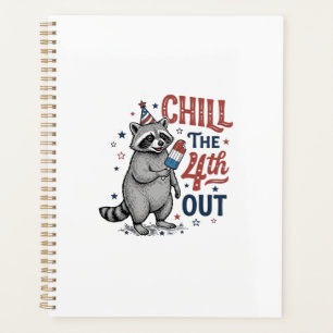 Agenda Diseño de camiseta patriótica de mapache Relájate 