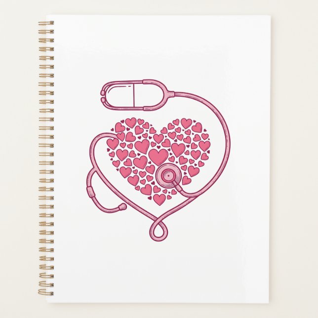 Agenda Diseño de camiseta vectorial de estetoscopio de co (Anverso)