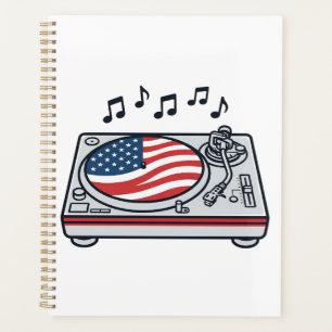 Agenda Diseño de camiseta vintage de música de DJ patriót