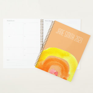 Agenda Diseño de color arcoiris naranja acuarela