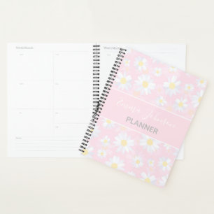 Agenda Diseño de color blanco y margarita con flores de r