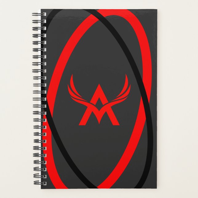 Agenda Diseño de cubierta de geometría gris roja monogram (Anverso)