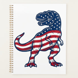 Agenda Diseño de dinosaurio T-Rex patriótico bandera amer