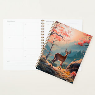 Agenda Diseño de escena del bosque de ciervos otoñales en