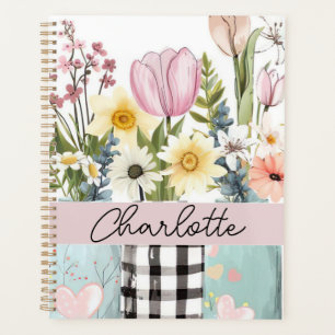 Agenda Diseño de flor de primavera con nombre