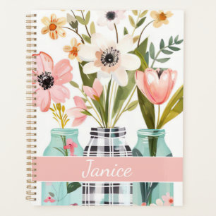 Agenda Diseño de flor de primavera con nombre