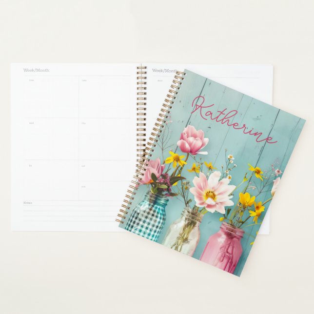 Agenda Diseño de flor de primavera con nombre (Demostración)