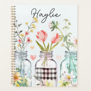 Agenda Diseño de flor de primavera con nombre