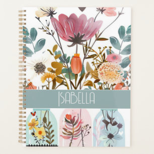 Agenda Diseño de flor de primavera con nombre