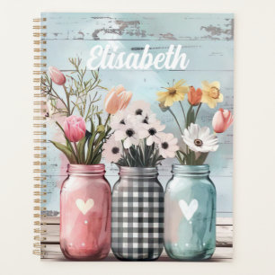 Agenda Diseño de flor de primavera con nombre