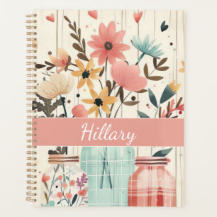 Agenda Diseño de flor de primavera con nombre