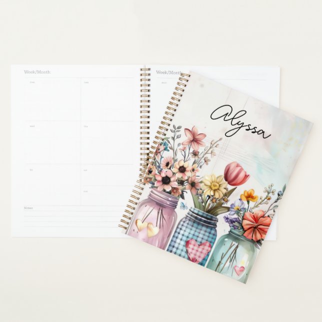 Agenda Diseño de flor de primavera con nombre (Demostración)
