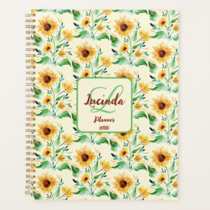 Agenda Diseño de flores de girasol de color acuático pers