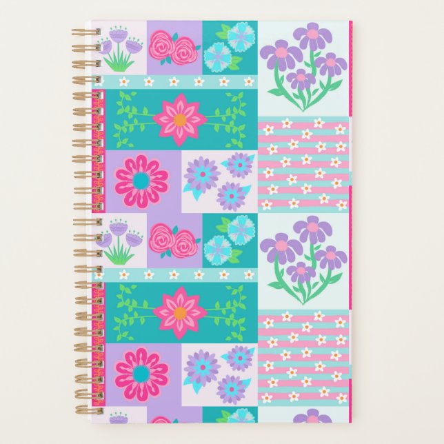 Agenda Diseño de flores vibrantes en flor (Anverso)