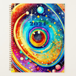AGENDA DISEÑO DE GALAXIA SIMPLE Y COLORIDO DE 2024 PLANNE