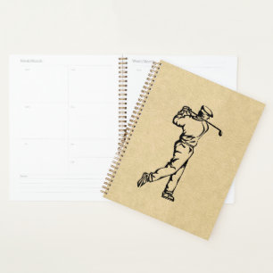 Agenda Diseño de golf de aspecto de cuero bronceado
