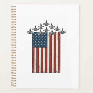 Agenda Diseño de grabado vintage de bandera de avión de c