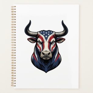 Agenda Diseño de grabado vintage de cabeza de toro patrió