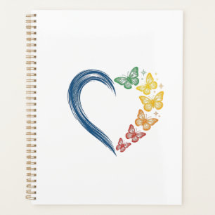 Agenda Diseño de grabado vintage de corazón de mariposa a
