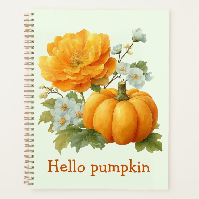 Agenda Diseño de Halloween con calabaza floral (Anverso)