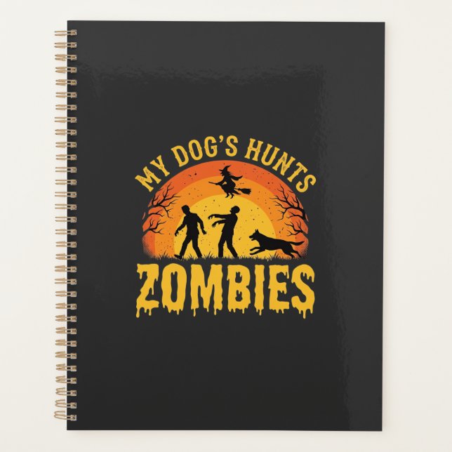 Agenda Diseño de Halloween de perro caza zombies (Anverso)