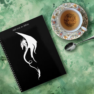 Agenda Diseño de ilustración tribal de dragón blanco negr