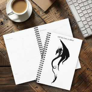 Agenda Diseño de ilustración tribal de dragón blanco negr