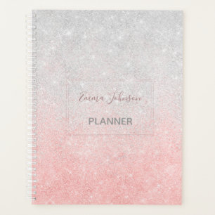 Agenda Diseño de lujo Ombre, Purpurina rosa y plateado