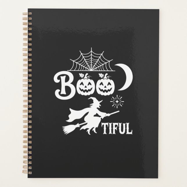 Agenda Diseño de luna de bruja de Halloween Bootiful_1 (Anverso)
