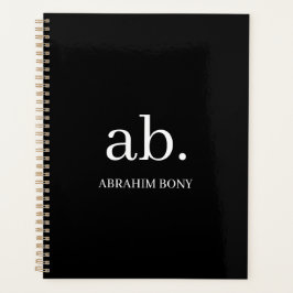 Agenda Diseño de Monograma Clásico en Blanco y Negro