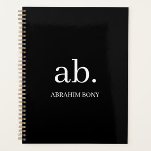 Agenda Diseño de Monograma Clásico en Blanco y Negro