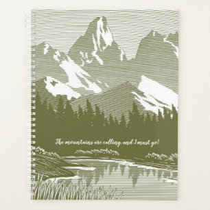 Agenda Diseño de Montañas Verdes Planner Semanal/Mensual