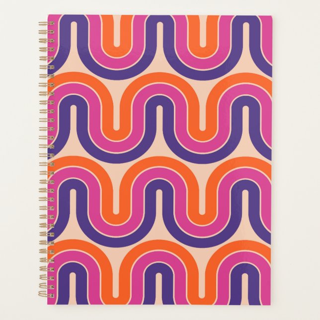 Agenda Diseño de onda geométrica retro colorida (Anverso)